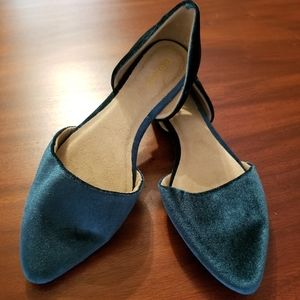 Old Nave emerald green velvet pointed toe flats